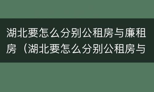 湖北要怎么分别公租房与廉租房（湖北要怎么分别公租房与廉租房呢）
