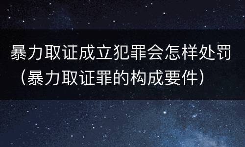暴力取证成立犯罪会怎样处罚（暴力取证罪的构成要件）