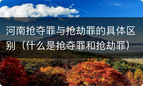 河南抢夺罪与抢劫罪的具体区别（什么是抢夺罪和抢劫罪）