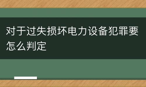 对于过失损坏电力设备犯罪要怎么判定