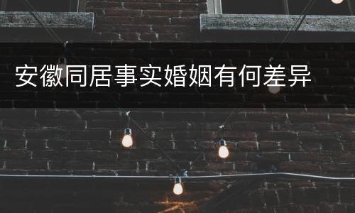 安徽同居事实婚姻有何差异