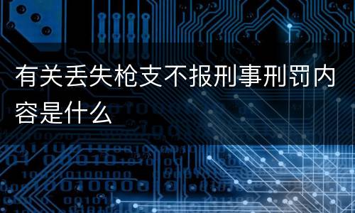 有关丢失枪支不报刑事刑罚内容是什么