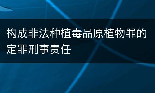 构成非法种植毒品原植物罪的定罪刑事责任