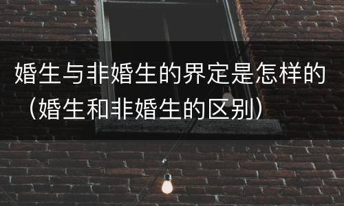 婚生与非婚生的界定是怎样的（婚生和非婚生的区别）