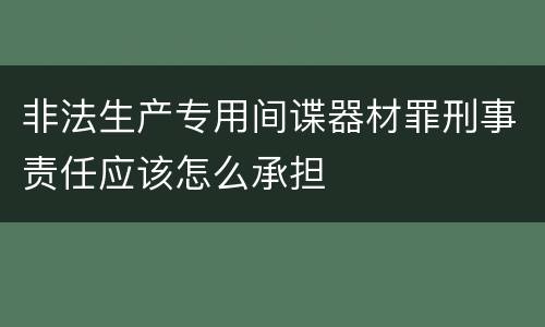 非法生产专用间谍器材罪刑事责任应该怎么承担