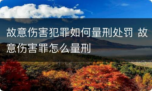 故意伤害犯罪如何量刑处罚 故意伤害罪怎么量刑