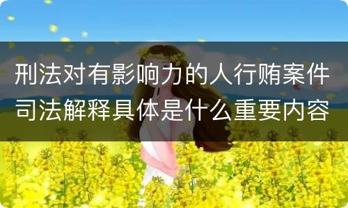 刑法对有影响力的人行贿案件司法解释具体是什么重要内容