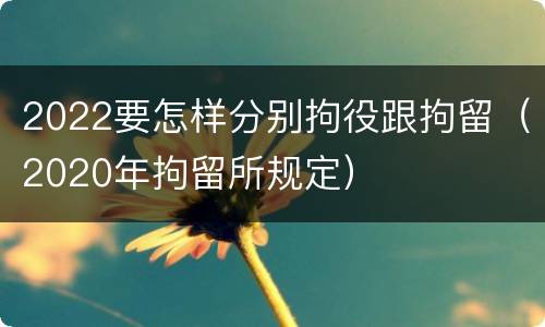 2022要怎样分别拘役跟拘留（2020年拘留所规定）