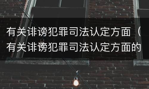 有关诽谤犯罪司法认定方面（有关诽谤犯罪司法认定方面的问题）