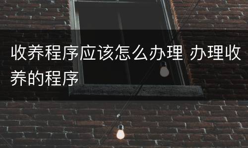 收养程序应该怎么办理 办理收养的程序