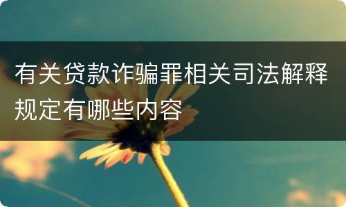 有关贷款诈骗罪相关司法解释规定有哪些内容