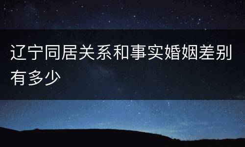 辽宁同居关系和事实婚姻差别有多少