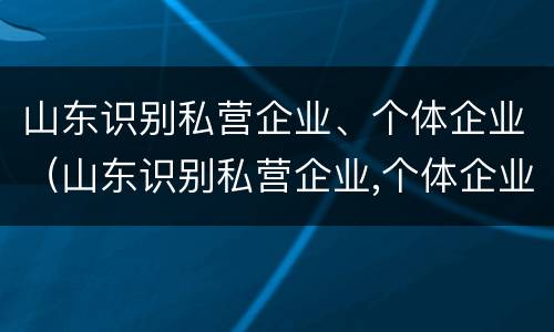 山东识别私营企业、个体企业（山东识别私营企业,个体企业是什么）