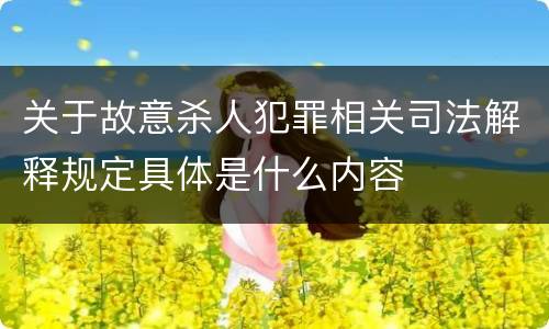 关于故意杀人犯罪相关司法解释规定具体是什么内容