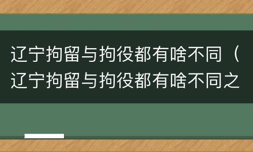 辽宁拘留与拘役都有啥不同（辽宁拘留与拘役都有啥不同之处）