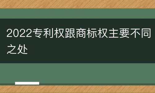 2022专利权跟商标权主要不同之处