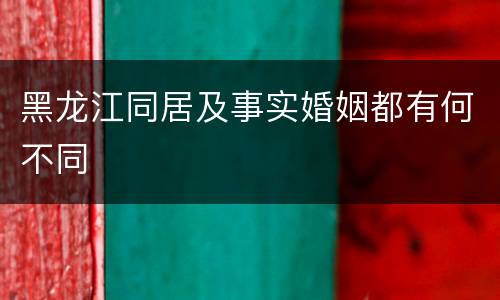 黑龙江同居及事实婚姻都有何不同