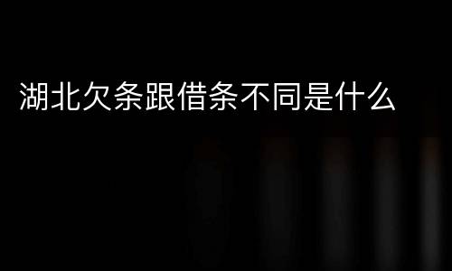湖北欠条跟借条不同是什么