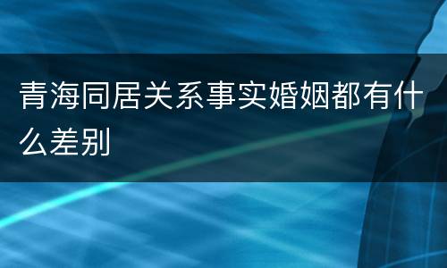 青海同居关系事实婚姻都有什么差别
