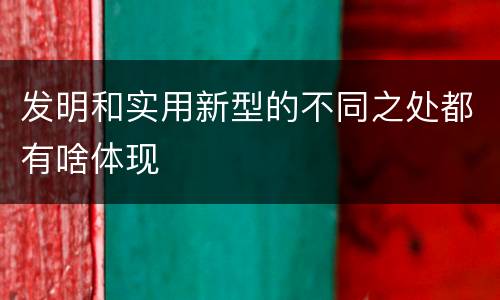 发明和实用新型的不同之处都有啥体现