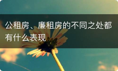 公租房、廉租房的不同之处都有什么表现