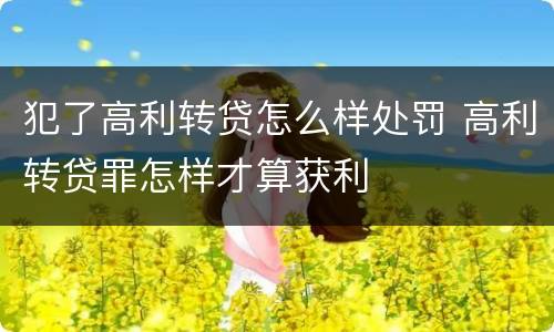 犯了高利转贷怎么样处罚 高利转贷罪怎样才算获利
