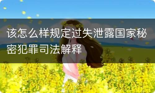 该怎么样规定过失泄露国家秘密犯罪司法解释