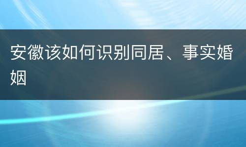 安徽该如何识别同居、事实婚姻