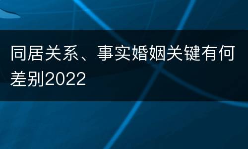 同居关系、事实婚姻关键有何差别2022