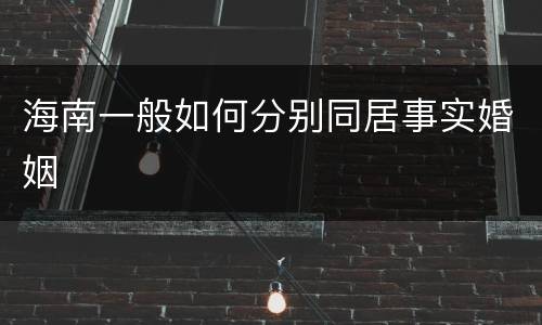 海南一般如何分别同居事实婚姻