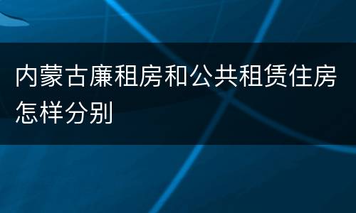 内蒙古廉租房和公共租赁住房怎样分别