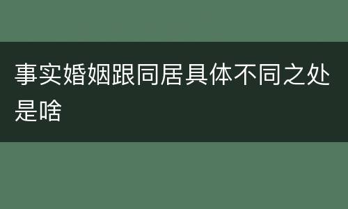 事实婚姻跟同居具体不同之处是啥