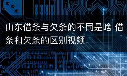 山东借条与欠条的不同是啥 借条和欠条的区别视频