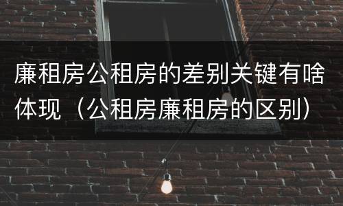 廉租房公租房的差别关键有啥体现（公租房廉租房的区别）