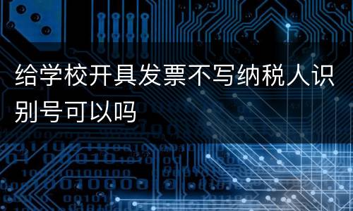 给学校开具发票不写纳税人识别号可以吗