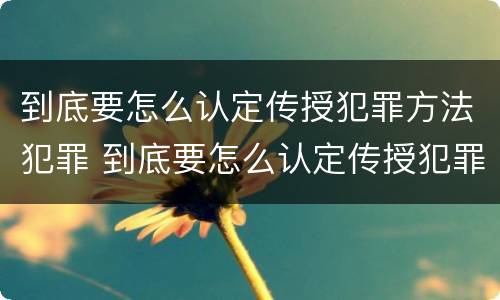 到底要怎么认定传授犯罪方法犯罪 到底要怎么认定传授犯罪方法犯罪行为