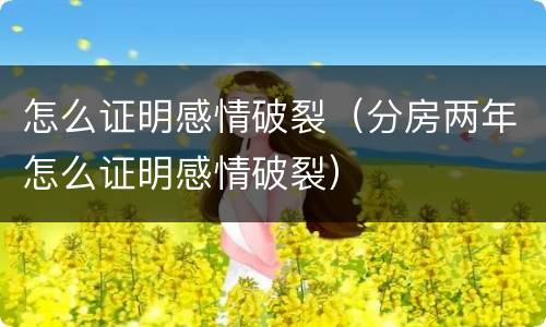 怎么证明感情破裂（分房两年怎么证明感情破裂）