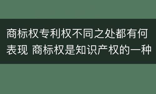商标权专利权不同之处都有何表现 商标权是知识产权的一种吗