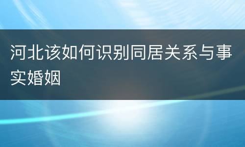 河北该如何识别同居关系与事实婚姻