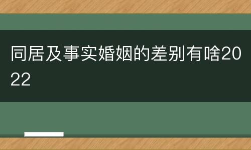 同居及事实婚姻的差别有啥2022