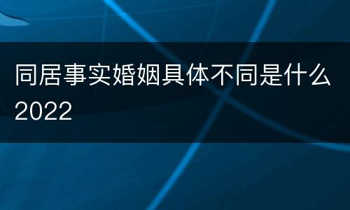 同居事实婚姻具体不同是什么2022