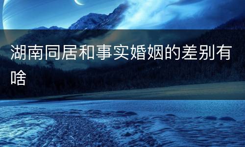湖南同居和事实婚姻的差别有啥