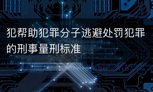 犯帮助犯罪分子逃避处罚犯罪的刑事量刑标准