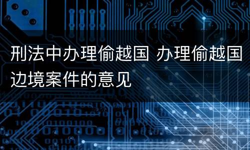 刑法中办理偷越国 办理偷越国边境案件的意见