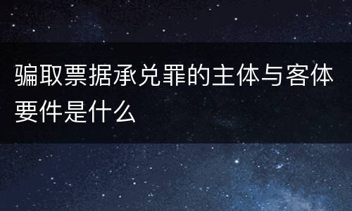 骗取票据承兑罪的主体与客体要件是什么