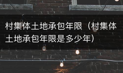 村集体土地承包年限（村集体土地承包年限是多少年）