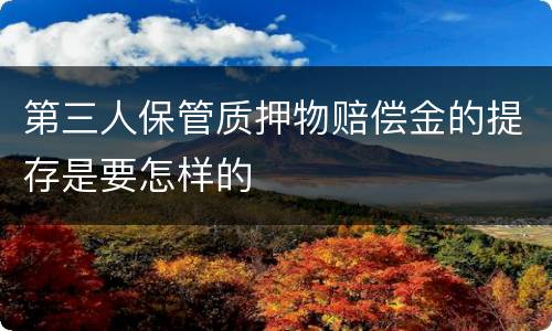 第三人保管质押物赔偿金的提存是要怎样的