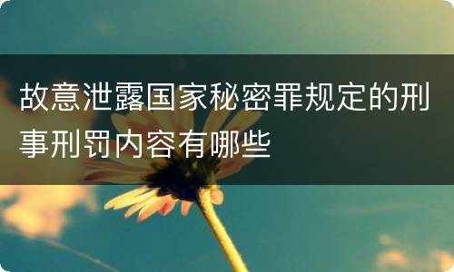故意泄露国家秘密罪规定的刑事刑罚内容有哪些