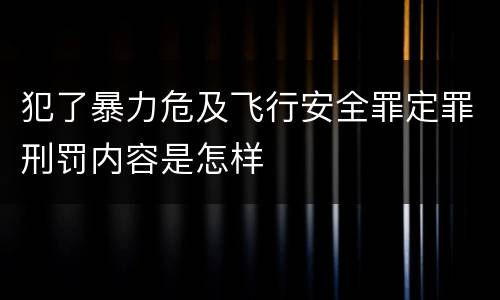 犯了暴力危及飞行安全罪定罪刑罚内容是怎样