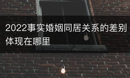 2022事实婚姻同居关系的差别体现在哪里